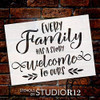 Every Family Has A Story Stencil by StudioR12 | DIY Our Welcome Home Decor | Craft & Paint Wood Sign | Reusable Mylar Template | Cursive Script Laurel Gift | Select Size (22.5 inches x 16.25 inches)