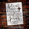 Silent Night & Jesus Christ Stencil by StudioR12 | DIY Christmas Light Home Decor | Craft & Paint Wood Sign | Reusable Mylar Template | Cursive Script Snow | Select Size