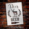 Deer and Beer Stencil with Laurels by StudioR12 | DIY Country Hunting Home Decor for Man Cave | Paint Wood Signs | Select Size