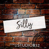 Silly Cursive Script Word Stencil by StudioR12 | DIY Funny Family Home Decor Gift | Craft & Paint Wood Sign | Reusable Mylar Template | Select Size