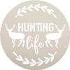 Hunting Life Stencil by StudioR12 | DIY Deer Laurel Wreath Home Decor Gift | Craft & Paint Round Wood Sign | Reusable Mylar Template | Select Size