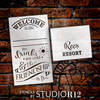 Welcome to the Resort Personalized Stencil by StudioR12 | DIY Friend Home Decor | Craft & Paint Wood Signs Reusable Mylar Template | (12 x 21 INCHES)