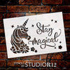 Stay Magical Stencil with Unicorn & Stars by StudioR12 | DIY Children's Bedroom & Nursery Home Decor | Paint Wood Signs | Select Size (12 x 8 inch)