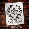 Le Fleur Wreath Stencil by StudioR12 | DIY French Vintage Country Home Decor | Fleur de Lis | Paint Wood Sign & Furniture | Select Size