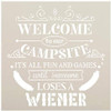 Welcome to Our Campsite - All Fun and Games Stencil by StudioR12 | DIY Home Decor | Craft & Paint Wood Sign | Reusable Mylar Template | Select Size