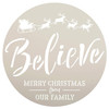 Round Believe Cursive Script Stencil by StudioR12 | Our Family Merry Christmas Santa's Sleigh Reindeer | Reusable Mylar Template | Paint Wood Signs | DIY Home Crafting Decor | Select Size