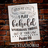 Open My Eyes to Behold Wondrous Things Stencil by StudioR12 | Psalm 119 Bible Verse Word Art | DIY Faith Home Decor | Select Size