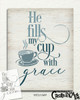 He Fills My Cup with Grace Stencil with Coffee Cup by StudioR12 | DIY Inspirational Faith Home Decor | Paint Wood Sign | Select Size