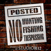 No Hunting, Fishing, or Trespassing Stencil by StudioR12 | DIY Posted Warning Sign Home Decor | Paint Outdoor Wood Signs | Select Size