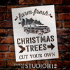 Farm Fresh Christmas Trees Stencil by StudioR12 | Vintage Truck & Arrow | DIY Farmhouse Christmas Decor | Cut Your Own | Select Size