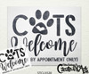 Cats Welcome Stencil with Paw Print by StudioR12 | Humans by Appointment | Craft DIY Doormat | Funny Script Word Art | Select Size