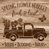 Spring Flower Market Stencil with Vintage Truck by StudioR12 | DIY Floral Farmhouse Home Decor | Craft & Paint Wood Signs | Select Size