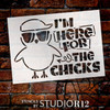 Here for The Chicks Stencil by StudioR12 | DIY Easter Home Decor | Funny Spring Word Art | Craft & Paint Wood Signs | Select Size