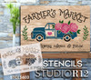Farmer's Market Stencil with Vintage Truck & Roses by StudioR12 | DIY Spring Home Decor | Craft & Paint Wood Signs | Select Size