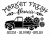 Market Fresh Flowers Stencil with Sunflower & Vintage Truck by StudioR12 | DIY Home Decor | Craft & Paint Wood Signs | Select Size