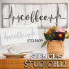 Coffee Heartbeat Stencil by StudioR12 | DIY Kitchen & Coffee Bar Home Decor | Lifeline Word Art | Paint Wood Signs | Select Size