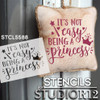 It's Not Easy Being A Princess Stencil with Tiara by StudioR12 | DIY Girl Bedroom Decor | Paint Fairytale Wood Signs | Select Size