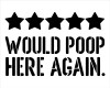 Would Poop Here Again Stencil by StudioR12 | DIY Five Star Bathroom Decor | Funny Script Word Art | Paint Wood Signs | Select Size