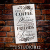 Coffee Pleasure Friends Treasure Stencil by StudioR12 | DIY Kitchen Cafe Home Decor | Craft & Paint Wood Sign | Reusable Mylar Template | Select Size
