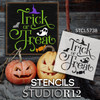 Trick or Treat Halloween Stencil by StudioR12 | DIY Autumn Fall Home Decor | Craft & Paint Square Wood Sign | Reusable Mylar Template | Select Size