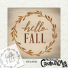 Hello Fall Wreath Stencil by StudioR12 | DIY Autumn Leaves Cursive Script Home Decor | Craft & Paint Wood Sign | Reusable Mylar Template | Select Size