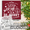 Eat Drink & Be Merry Stencil by StudioR12 | Craft DIY Christmas Holiday Home Decor | Paint Winter Wood Sign | Reusable Mylar Template | Select Size