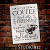 Coffee with Friend - Happiness Tasted Stencil by StudioR12 | DIY Kitchen Home Decor | Craft & Paint Wood Sign | Reusable Mylar Template | Select Size