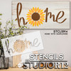 Home with Sunflower Stencil by StudioR12 | DIY Summer Porch Home Decor | Craft & Paint Garden Wood Sign | Reusable Mylar Template | Select Size