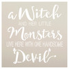 Witch Little Monsters Handsome Devil Stencil by StudioR12 | Craft DIY Halloween Home Decor | Paint Wood Sign | Reusable Mylar Template | Select Size