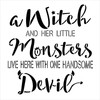 Witch Little Monsters Handsome Devil Stencil by StudioR12 | Craft DIY Halloween Home Decor | Paint Wood Sign | Reusable Mylar Template | Select Size