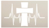 Heartbeat with Cross Stencil by StudioR12 | Craft DIY Faith & Inspiration Home Decor | Paint Wood Sign | Reusable Mylar Template | Select Size