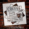 Retro Fresh Brewed Coffee Stencil by StudioR12 | Craft Cafe DIY Home Decor | Paint Wood Sign | Reusable Mylar Template | Select Size