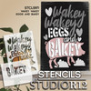 Wakey Wakey Eggs and Bakey Stencil by StudioR12 | Craft DIY Kitchen Home Decor | Paint Farmhouse Wood Sign | Reusable Mylar Template | Select Size