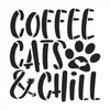 Coffee Cats & Chill Stencil by StudioR12 | Craft DIY Kitchen Pawprint Home Decor | Paint Heart Wood Sign | Reusable Mylar Template | Select Size