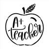 A+ Teacher with Apple Stencil by StudioR12 | Craft DIY Classroom Decor | Paint Wood Sign | Reusable Mylar Template | Select Size