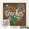 Teacher with Supplies Heart Stencil by StudioR12 | Craft DIY Classroom Decor | Paint Wood Sign for Educators | Reusable Mylar Template | Select Size