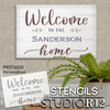 Welcome to The Family Home Personalized Stencil by StudioR12 | DIY Front Door Porch & Home Decor | Paint Wood Signs | Select Size