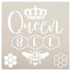 Queen Bee with Crown Stencil by StudioR12 | Craft DIY Inspirational Home Decor | Paint Spring Wood Sign | Reusable Mylar Template | Select Size