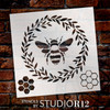 Bee with Wreath Stencil by StudioR12 | Craft DIY Spring Home Decor | Paint Wood Sign | Reusable Mylar Template | Select Size