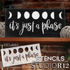 It's Just A Phase with Moons Stencil by StudioR12 | Craft DIY Boho Home Decor | Paint Wood Sign | Reusable Mylar Template | Select Size