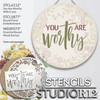 You are Worthy with Cross Stencil by StudioR12 | Craft DIY Inspirational Home Decor | Paint Faith Wood Sign | Reusable Mylar Template | Select Size