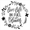 Live Life in Full Bloom with Floral Wreath Stencil by StudioR12 | Craft DIY Spring Home Decor | Paint Wood Sign | Reusable Template | Select Size