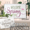 Embellished Welcome Spring Stencil by StudioR12 | Craft DIY Spring Home Decor | Paint Seasonal Wood Sign | Reusable Mylar Template | Select Size