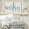 Worthy Script with Cross Stencil by StudioR12 | Craft DIY Religious Home Decor | Paint Faith Wood Sign | Reusable Mylar Template | Select Size