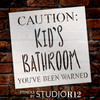 Caution Kids Bathroom Stencil by StudioR12 | Craft DIY Bathroom Home Decor | Paint Wood Sign | Reusable Mylar Template | Select Size