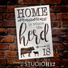 Home is Where The Herd is Stencil by StudioR12 | Paint Cow and Calf Silhouette with Arrow Sign | DIY Rustic Farmhouse Kitchen Decor | Select Size