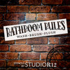 Bathroom Rules Stencil by StudioR12 | Wash Brush Flush | Craft DIY Jumbo Farmhouse Bathroom Wall Decor | Paint Extra Large Wood Signs | Select Size