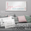 Love Builds a Happy Home Stencil by StudioR12 | Positive Quotes | Craft DIY Jumbo Living Room Decor | Paint Oversize Wood Signs & Walls | Select Size