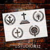 Mixed Crosses Stencil by StudioR12 | God's Hands, Laurels. Calvary, Celtic | Craft DIY Christian Home Decor | Paint Fabric Wood Signs | Select Size