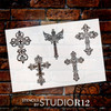 Ornamental Cross Embellishments Stencil by StudioR12 | Religious Scrapbooking Crafting Idea | Paint Bags, Shirts, Decorate Books & More | Select Size